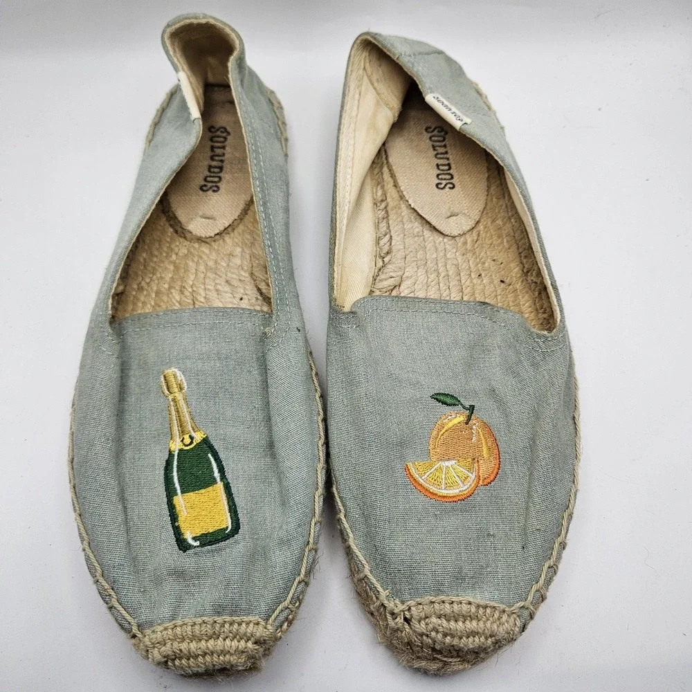 Soludos Womens Canvas Espadrille Flats Mimosa Citrus Vacation Beach Summer Sz 7